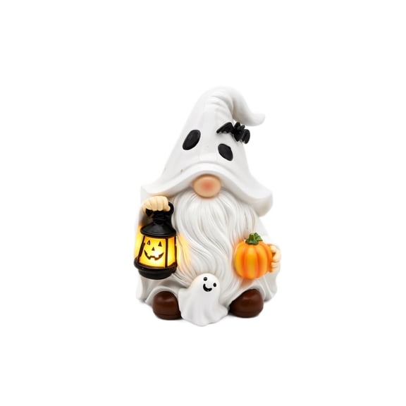 Halloween Gnome Resin Ghost Figurine Spooky Hand-Painted Statue Decorative Holiday Sculpture Gift for Tabletop and Seasonal Home Decoration