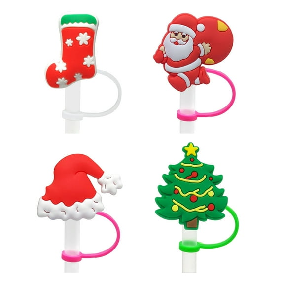 4Pcs Soft Silicone Straw Covers Dustproof Drinking Straw Caps Straw Toppers