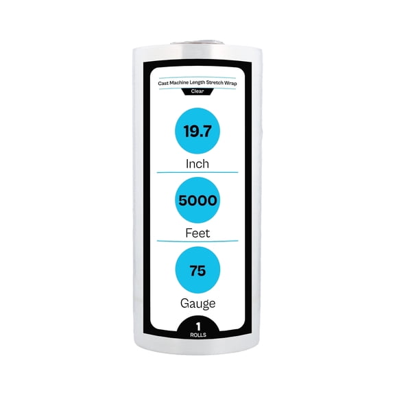 MMBM Machine Stretch Wrap 19.7" x 5000' 75 Gauge 1 Roll Clear Plastic Wrap for Pallet Wrapping and Storage