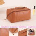 thumbnail image 4 of Leather Travel Cosmetic Bag - PU Leather Water-Resistant with Handle for Toiletries Storage, 4 of 4