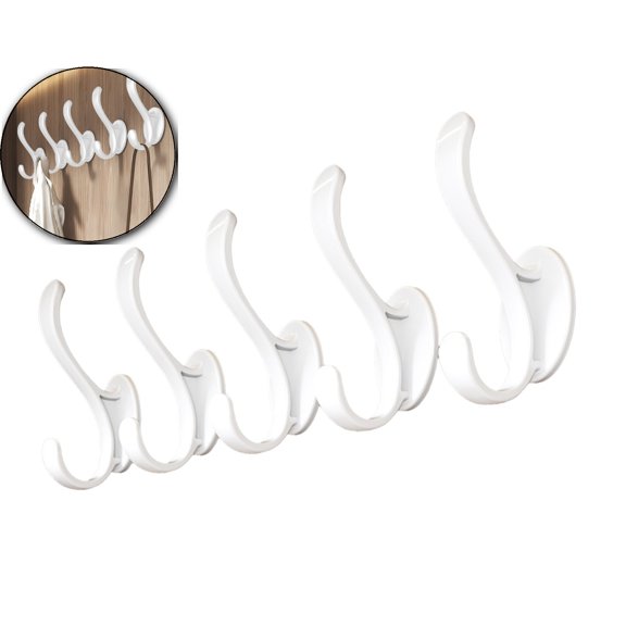 VQPeo Wall Mounted Coat Hooks 5 Pack Heavy Duty Hardware Robe Hooks Decorative for Single Hanging Coats Towel Cubicle Classroom Kitchen Bath Backpack Hat Hook