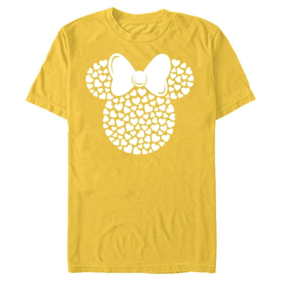 Disney Minnie Mouse Icon Filled with White Hearts - Short Sleeve Blended T-Shirt for Adults - Customized-Yellow