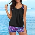 thumbnail image 2 of Trajes de baño Tankini Prolriy para mujer, dos trajes de baño tankini con espalda en T y pantalones cortos tipo blusón, trajes de baño deportivos para mujer, trajes de baño morados XXXL, 2 of 8