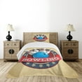 thumbnail image 4 of Ambesonne Bowling Party Quilted Bedspread Set 2 Pcs, Circular Sport Emblem, Twin Size, Multicolor, 4 of 5