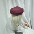thumbnail image 2 of Women's Hand Woven Straw Beret Hat, Vintage Elegant Pillbox Cap with Artist Painter Style, Lightweight Breathable Church Summer Hat for Wedding Party Travel Light Violet, 2 of 4