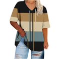 thumbnail image 5 of QUNYINEY Colorblock T Shirts for Women Short Sleeve V Neck Casual Tops Plus Size Loose Summer Pullover Women Tops, 5 of 5