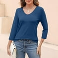 thumbnail image 6 of FCLoft 2025 Women's Summer Casual Tops - 3/4 Sleeve V-Neck Tunic Shirts, 6 of 7