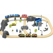 Battery Operated Locomotive Train Set for Wooden Train Tracks Magnetic Connection, Powerful Engine Bullet Train Set Compatible with Thomas, Brio, Melissa and Doug, Electric Train Toys for Toddlers