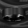 thumbnail image 4 of Tungsten Rings for Men Wedding Bands for Him 8mm Black Brushed Silver Stripe, 4 of 5
