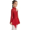 thumbnail image 3 of Zaldita Kids Girls Mesh Splice Long Sleeve Sequins Gymnastics Ballet Dance Dress Ice Skating Dress Dancewear Red 12, 3 of 7