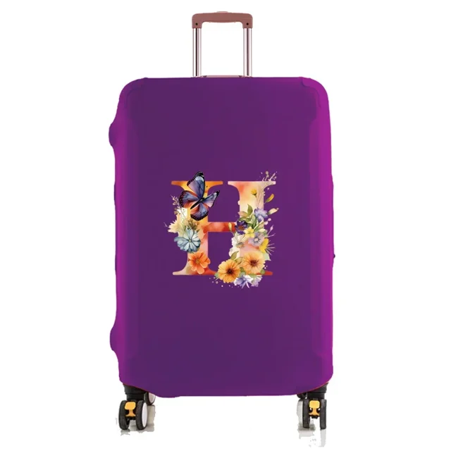 Travel Luggage Cover Baggage Suitcase Protector Washable Reusable Dustproof Scratch-proof Suitcase Cover Butterfly Print Pattern 8butterfly letter H M