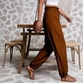 thumbnail image 5 of Kelon Women's Casual Pants, Womens Linen Pants Wide Leg Palazzo Capri Drawstring Casual Lounge Flowy Summer Beach Vacation Crop Trousers with Pockets, M, 5 of 6