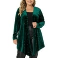 thumbnail image 2 of Unique Bargains Women's Plus Size Elegant Cardigan 3/4 Sleeve Star Print Shrug Top 3X Green, 2 of 6