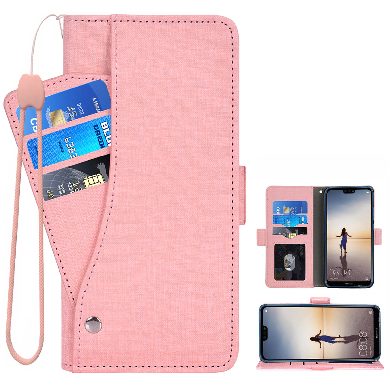 Huawei P20 LITE Flip Case Cover for Huawei P20 LITE Leather Kickstand Cell Phone Cover Card Holders Luxury Business with Free Waterproof-Bag Fashion