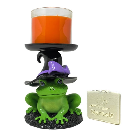 Bath & Body Works Magical Frog Pedestal 3-Wick Candle Holder with a Natural Oats Sample Soap