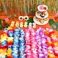 thumbnail image 4 of 8 Pcs Hawaiian Leis Set, Hawaiian Leis for Luau Party, Hawaiian Leis for Adults, Flower Leis with 4 Flower Hair Clip for Hawaiian Accessories, Party Favors, Wedding, Beach(Colorful), 4 of 5