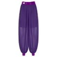 thumbnail image 3 of iiniim Women's Belly Dance Harem Pants Side Slits Sequins Bloomers Halloween Fancy Pants Trousers Purple One Size, 3 of 7