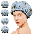 thumbnail image 7 of Shower Caps,Pug and Footprints Waterproof Shower Cap for Women 4 Pieces,Double Reusable Hair Cover for Shower PEVA Elastic Stretch Hem, 7 of 7