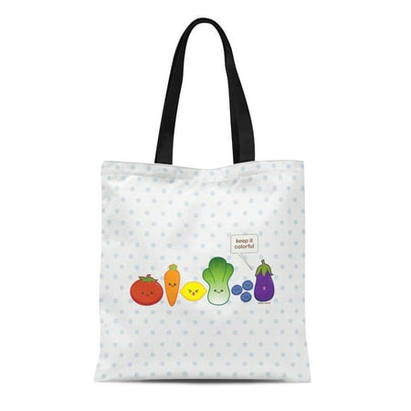 ASHLEIGH Canvas Tote Bag Vegetables Keep It Colorful Simple Rainbow Kawaii Fruit Veggies Reusable Handbag Shoulder Grocery Shopping (Best Way To Keep Veggies Fresh)