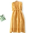 thumbnail image 4 of CHOK Robes Printemps Été pour Femmes 2024 Manches Longues Coton Lin Robe Longue Décontractée Confortable Ceinture Fluide, 4 of 7
