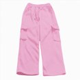 thumbnail image 5 of TOWED22 Girls' Sweatpants Straight Leg Drawstring Kids Joggers Open Bottom Baggy Teen Pants with Pockets(Pink,13-14 Y), 5 of 6