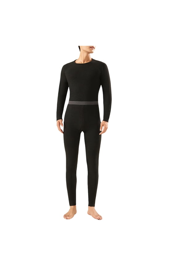 Mens Plus Size Underwear Soft BottomTight Crew Neck Hunting Gear Base Layer Cold Weather Camping Top and Bottom Sets