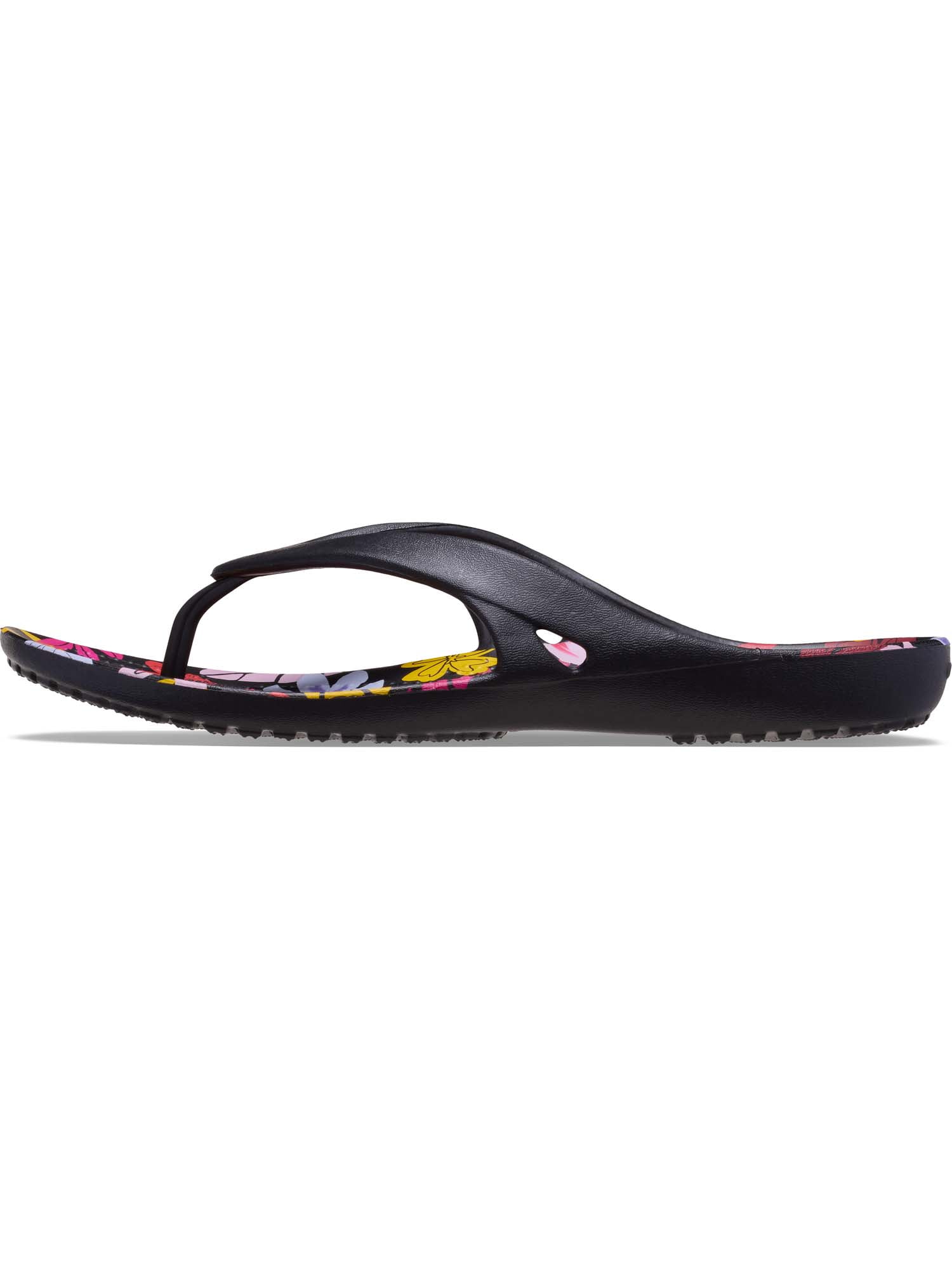 Women's Crocs Kadee II Black Floral Print Flip Flop Sandal