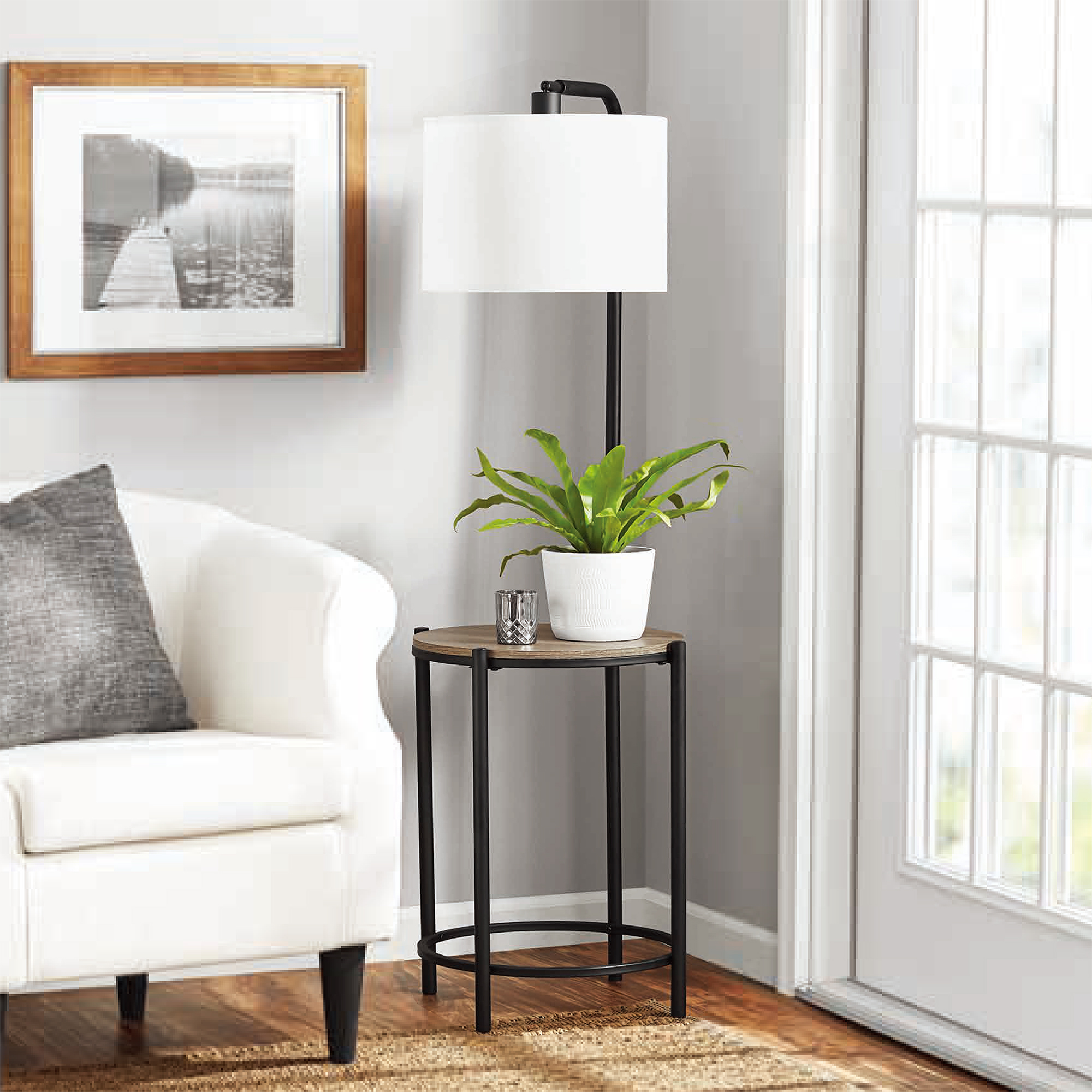 Mainstays 54" Mid-Century Floor Lamp with Table photo 2