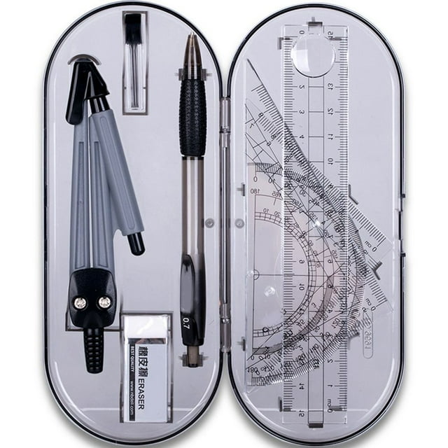 8PCS/Set Drawing Compass Ruler Kit Students School Stationery Examination Math Learning Tools Gifts