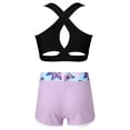 thumbnail image 2 of Zaldita Kids Girls 2 Pcs Dance Outfit Criss Cross Back Crop Top with Gymnastics Yoga Shorts Set Butterfly 10, 2 of 7