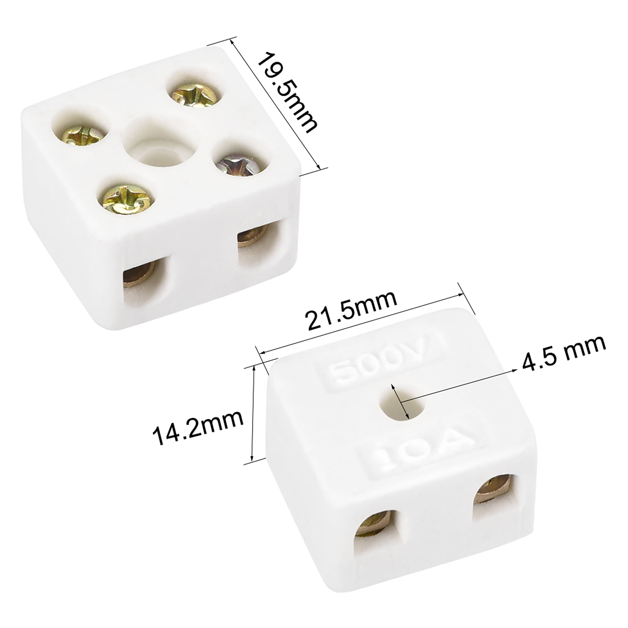 2 Way Ceramics Terminal Blocks High Temp Porcelain Connectors 21.5