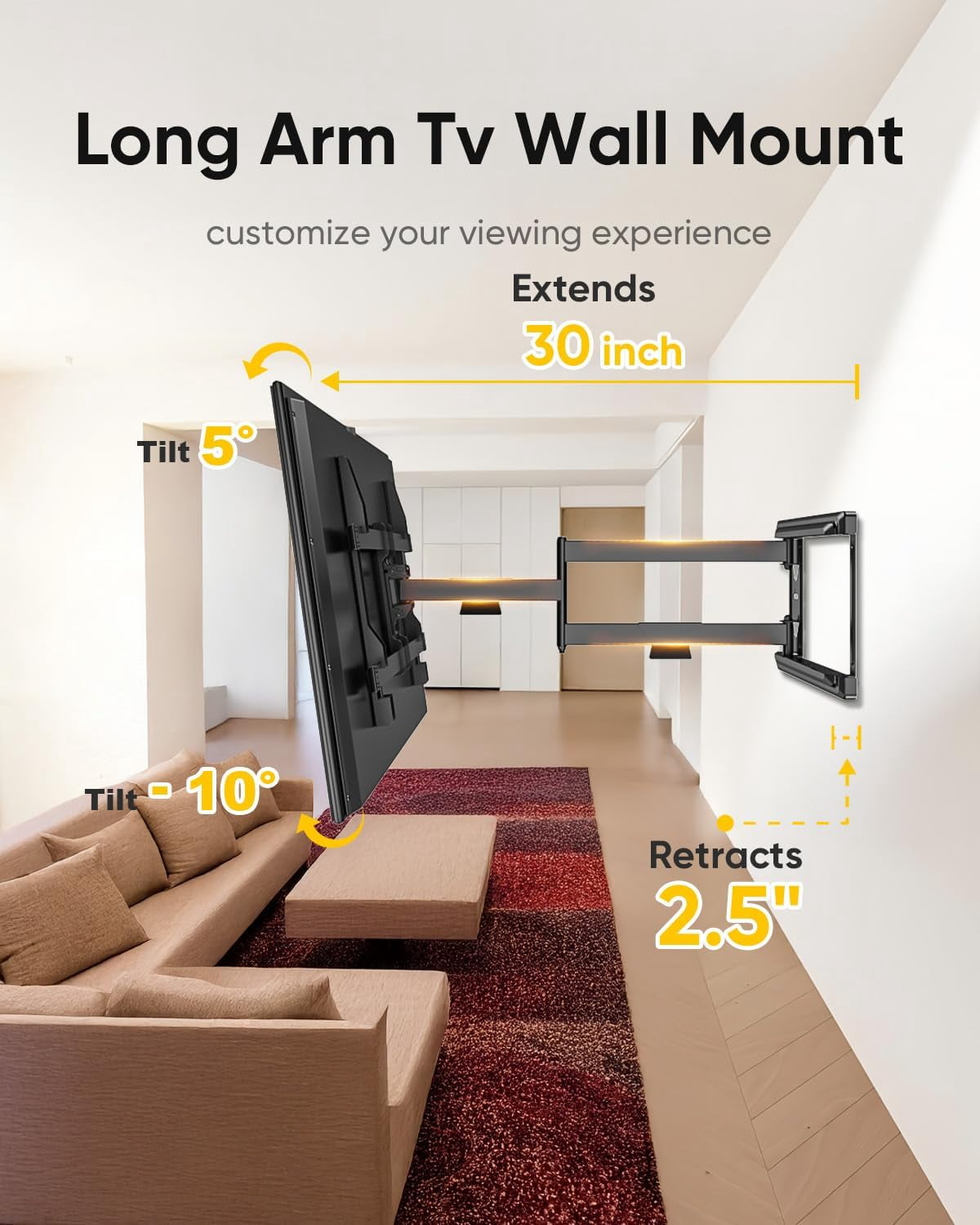 FORGING MOUNT LONG ARM TV MOUNT FOR MOST 37"-75" TVS 30" LONG EXTENSION ARM NEW