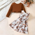 thumbnail image 3 of NAISIBABY Girls Dress Sets, Elegant Cardigan Floral Prints Sleeveless Bow Dress Cute 2-Piece Dresses Brown 4-6T, 3 of 7