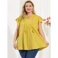 thumbnail image 3 of Top tipo túnicon cuello en V y aberturas de verano con cordón y mangas onduladas de talgrande pamujer Jengibre 3XL, 3 of 5