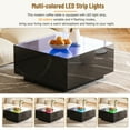 thumbnail image 4 of ON-TREND Square High Glossy Coffee Table with 16-color LED Strip Lights Modern Center Table with 5mm Frosted Tempered Glass Top for Living Room Black 27.5*27.5in, 4 of 15