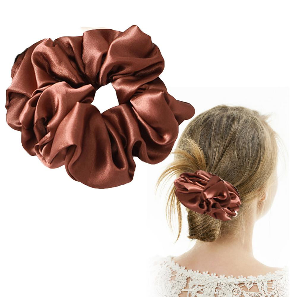 Women Silky Satin Hair Scrunchies Elastic Hair Bands Ponytail Hair Tie Rope Gift