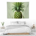 thumbnail image 3 of ONETECH  Pineapple Tapestry, Contemporary Tropical Fruit Art Hand Painting on Plain Backdrop, Fabric Wall Hanging Decor for Bedroom Living Room Dorm, Green White, 3 of 7