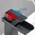 thumbnail image 5 of Grifo mezclador de cascada para lavabo alto, negro mate, rectangular, ajustable, cuadrado, para lavabo de encimera, mezclador para lavabo de mano, acero inoxidable, antioxidante, sin plomo, 5 of 5