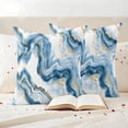 thumbnail image 3 of Blue Ombre Marble Outdoor Waterproof Pillow Covers, Modern Marble Abstract Aesthetic Art Decorative Square Throw Pillowcase Sofa Cushion Sham for Patio/Couch/Chair, 26"x26" 2 Pack, 3 of 8