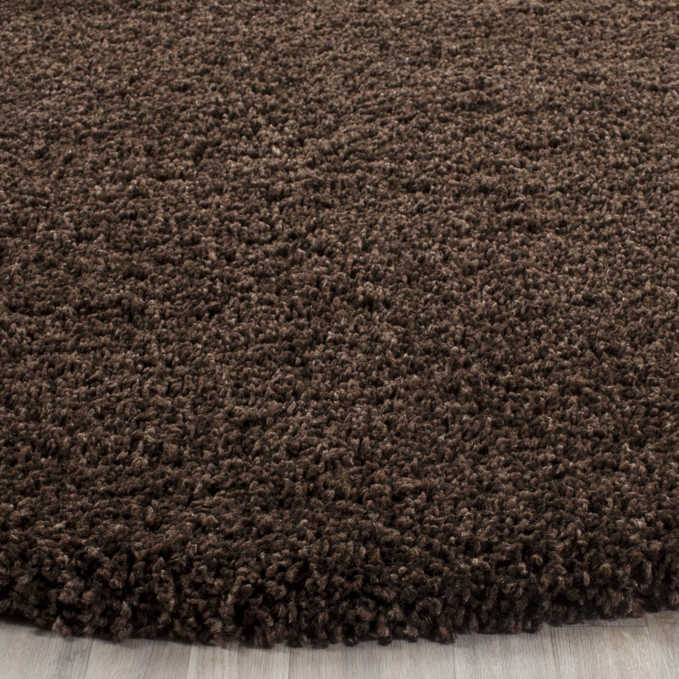Safavieh Santa Monica Cali Solid Shag Area Rug, Brown, 3' x 3' Round