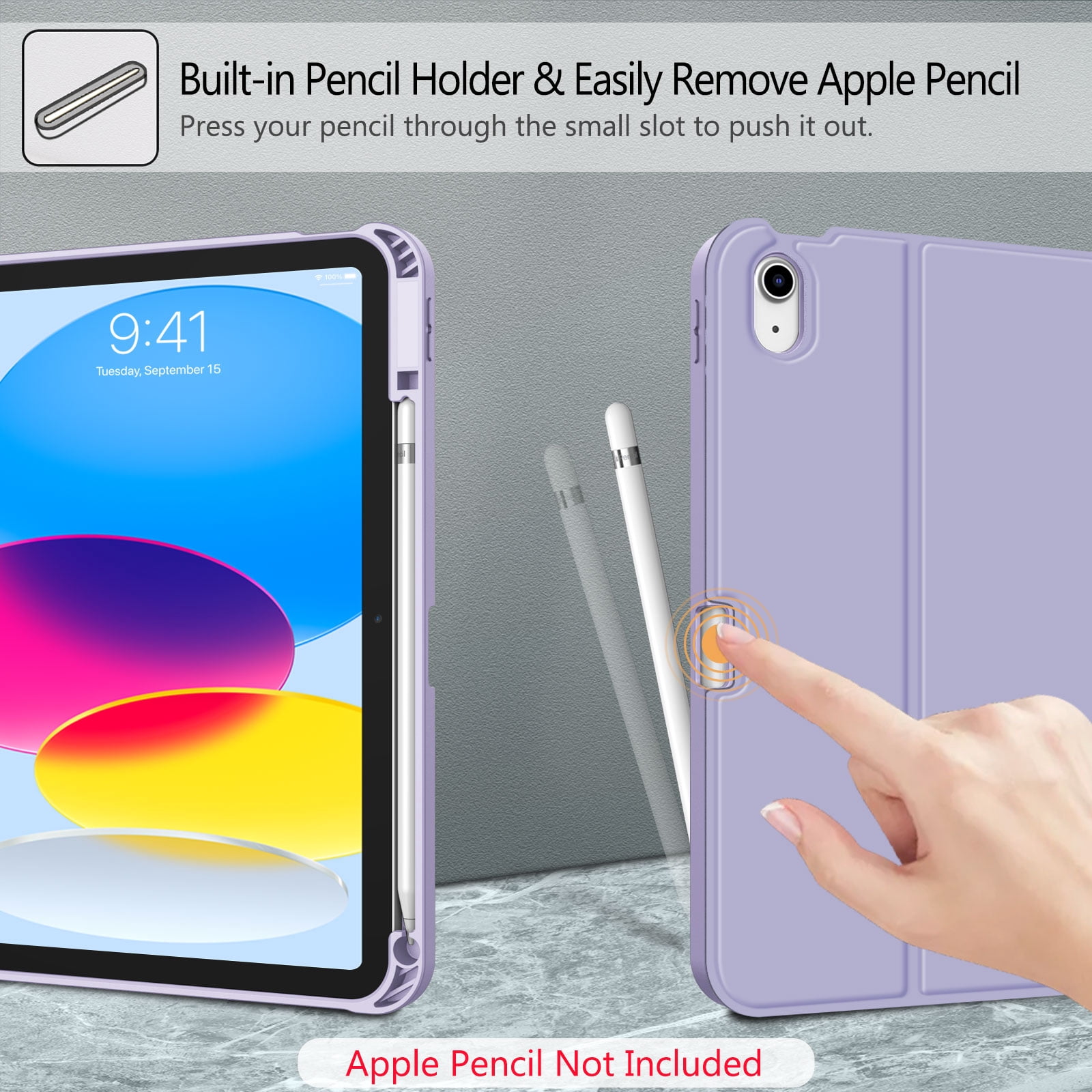 Fintie Keyboard Case for iPad 10th Generation 10.9 Inch Tablet (2022 Release) with Pencil Holder, Lilac Purple