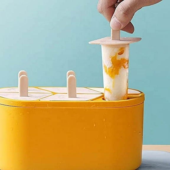 Premium BPA Free Popsicle Moulds, 6 Pieces Ice Pop Mold - Reusable Easy Release Small Ice Pop Maker Molds (Great for Babies, Toddlers, Kids & Adults) (Sunburst Orange)