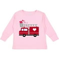 thumbnail image 3 of Inktastic Valentine's Day Red Firetruck with Pink Hearts Boys or Girls Long Sleeve Toddler T-Shirt, 3 of 5