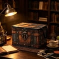 thumbnail image 6 of Yaayu Vintage Treasure Chest Storage Box, Foldable Non-Woven Organizer with Handle, Office Storage & Organization for Bedroom Closet, Brown, 6 of 9