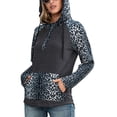 thumbnail image 4 of Sudadera con Capucha de Manga Larga Diseño de Costuras con Estampado de Leopardo Sudadera con Capucha para Mujer con Bolsillo para Oficina de Viaje en casa Gris Oscuro L, 4 of 6