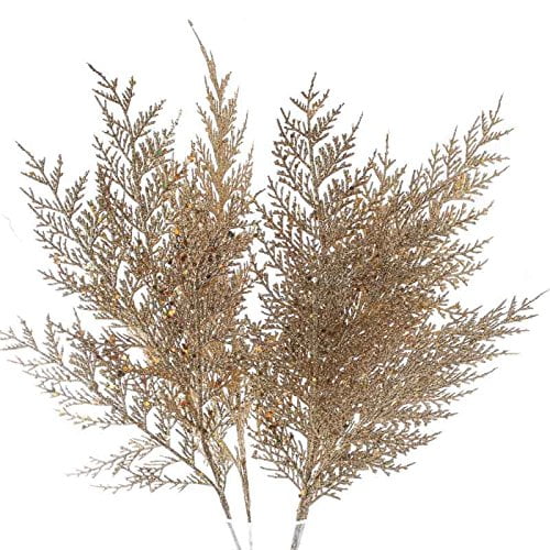 Factory Direct Craft Set of 4 Sparkling Gold Artificial Cedar Sprays for Holiday Home Decor | Size: 22" H