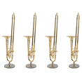 thumbnail image 1 of 4 Pcs 12cm Miniature Pure Copper Trombone Model with Support Mini Musical Instrument Model with Black Leather Box, 1 of 6
