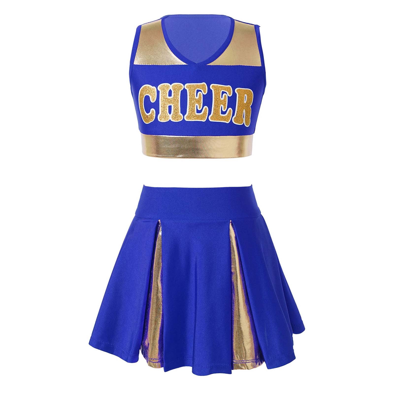 inhzoy Kids Girls Cheer Uniform Outfit School Cheerleading Camp Cosplay