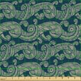 thumbnail image 2 of Ambesonne Nautical Fabric by the Yard Upholstery, Swirly Line Dots Wave Art, 10 Yards, Night Blue Dark Tan, 2 of 5