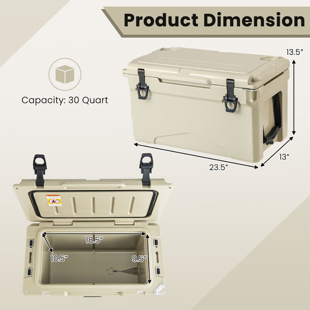 Aimee Lii Rotomolded Cooler with Integrated Cup Holders and Bottle Opener, Portable Water Cooler, Brown Aimee Lii Rotomolded Cooler with Integrated Cup Holders and Bottle Opener, Portable Water Cooler, Brown
